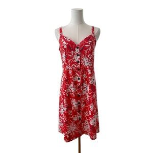 Banana Republic Woman's Small Red Floral Tropical Summer Vacation Beachy Dress